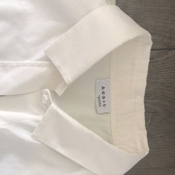 A-K-R-I-S punto white button up shirts w/ pleated back - Picture 4 of 8